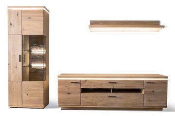 MCA furniture Wohnwand Wohnkombination Barcelona, Balkeneiche Bianco, (3-St)