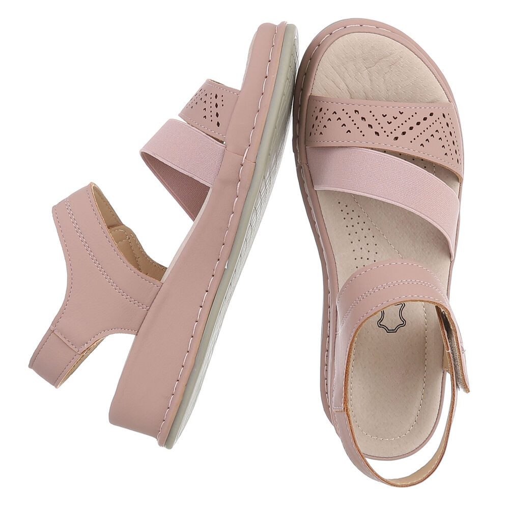 Ital-Design Damen Sandale mit Fersenriemen und Komfortsohle Riemchensandalette (91849615) Keilabsatz/Wedge Keilsandaletten in Altrosa