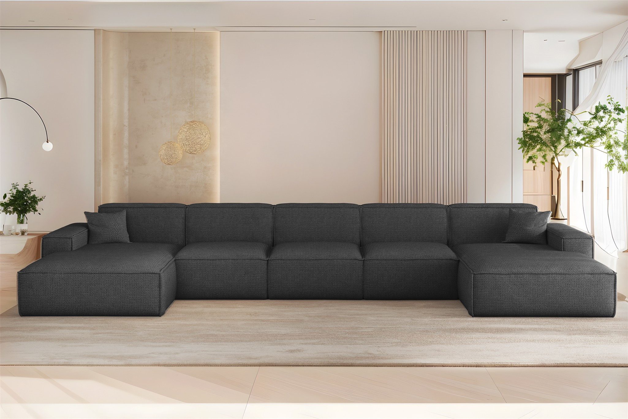 Fun Möbel Wohnlandschaft Sofa U-Form CELES PREMIUM XL in Stoff Artico (462 cm), Rundumbezug, inkl. 2 Zierkissen
