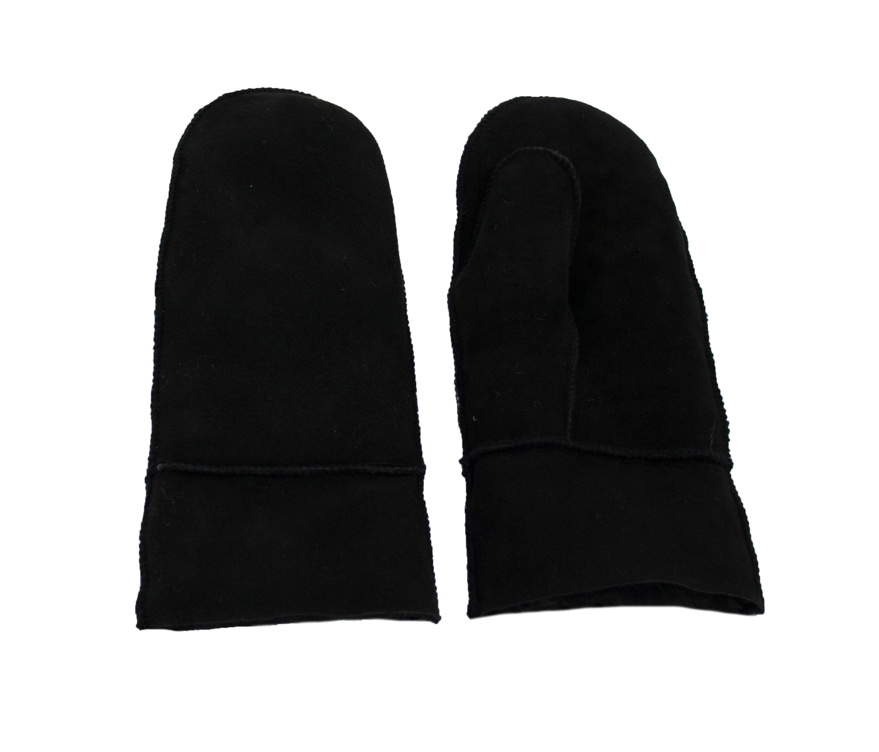 Lederhandschuhe Fäustlinge Faust Handschuhe Lammfell mit Veloursleder