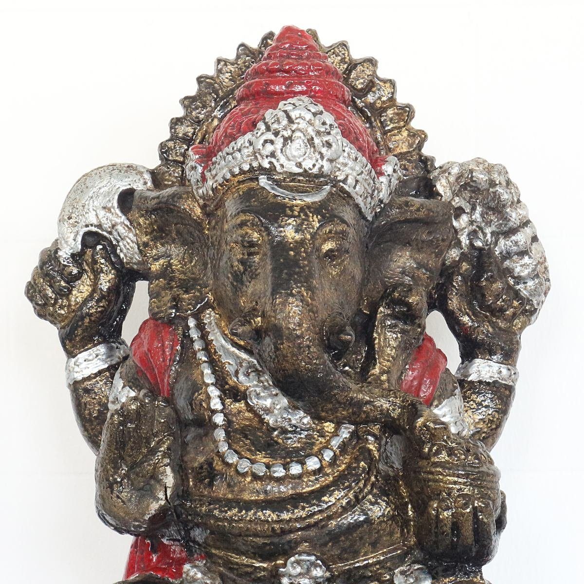 St), traditionelle Ganesha Figur Oriental in cm im Resin Herstellung Rot Dekofigur Elefant sitzend 53 Gold Galerie Ursprungsland (1 Handarbeit