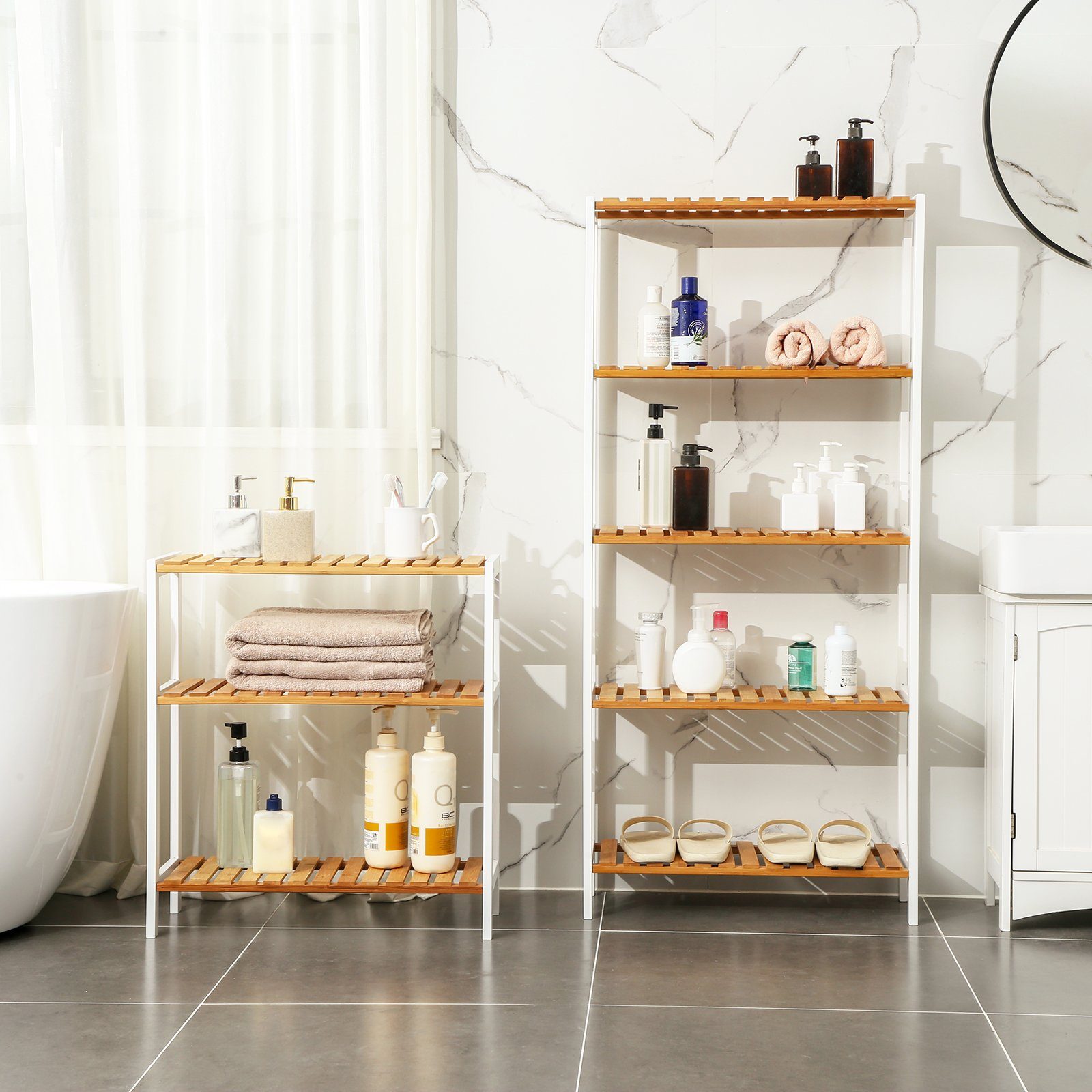 SONGMICS Badregal Badezimmerregal, Küchenregal, Schuhregal, Standregal aus Bambus