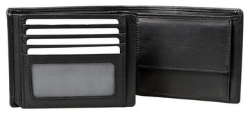 Brown Bear Geldbörse Modell 103 Herren Portemonnaie mit Netzfach, aus Echtleder mit 9 Kartenfächern Farbe Schwarz
