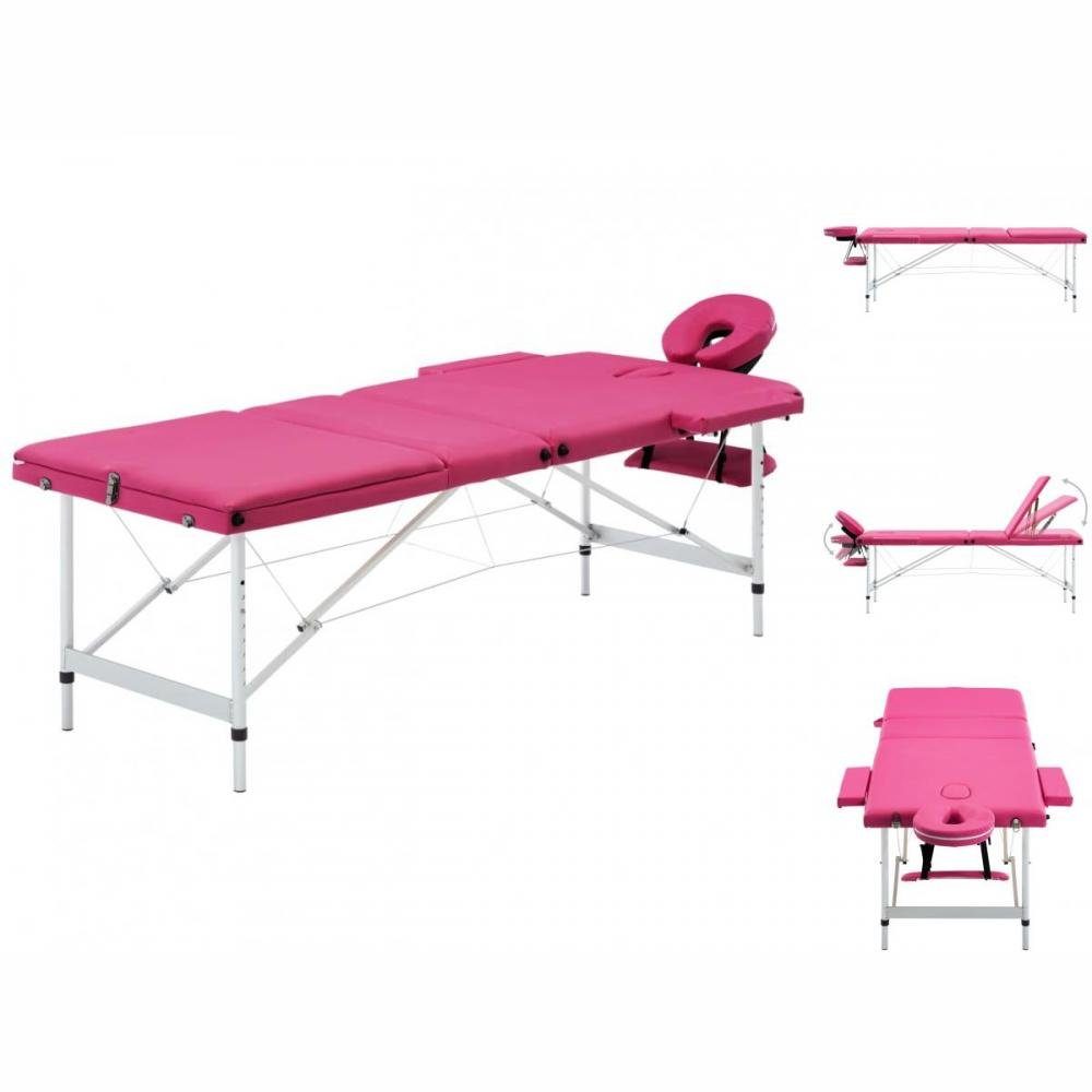 vidaXL Massageliege Massagetisch Klappbar Rosa 3 Aluminium Zonen