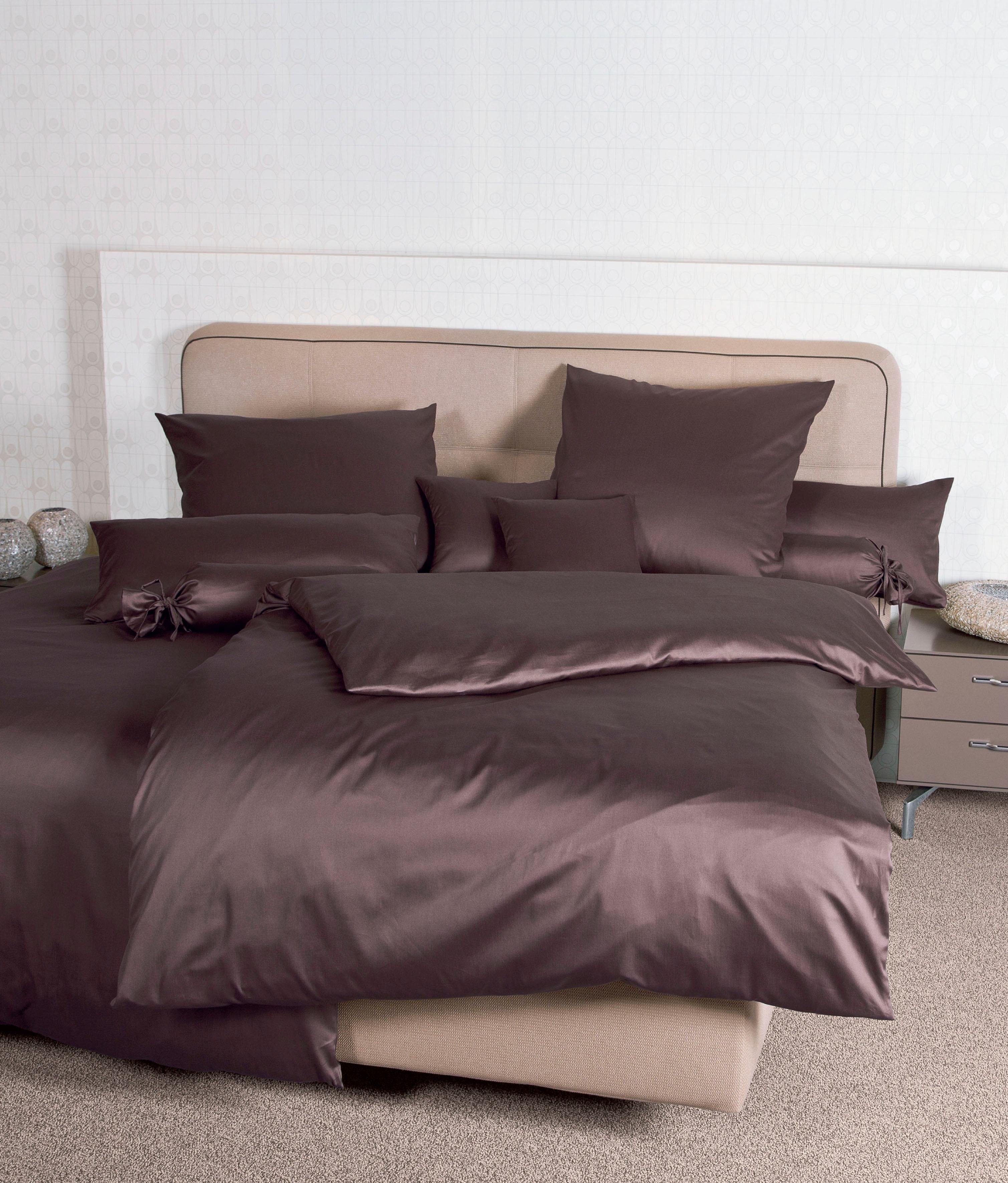 Janine Bettwäsche Colors Mako-Satin 100% Baumwolle, Mako-Satin, 2 teilig, feinfädige uni Bettwäsche für alle Jahreszeiten, Markenreißverschluss
