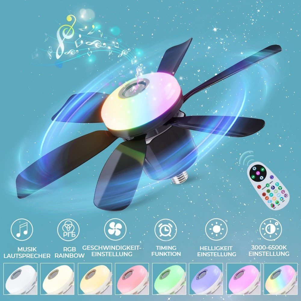 QUBEBU Deckenleuchte RGB Deckenventilator mit Beleuchtung Licht Fernbedienu günstig online kaufen