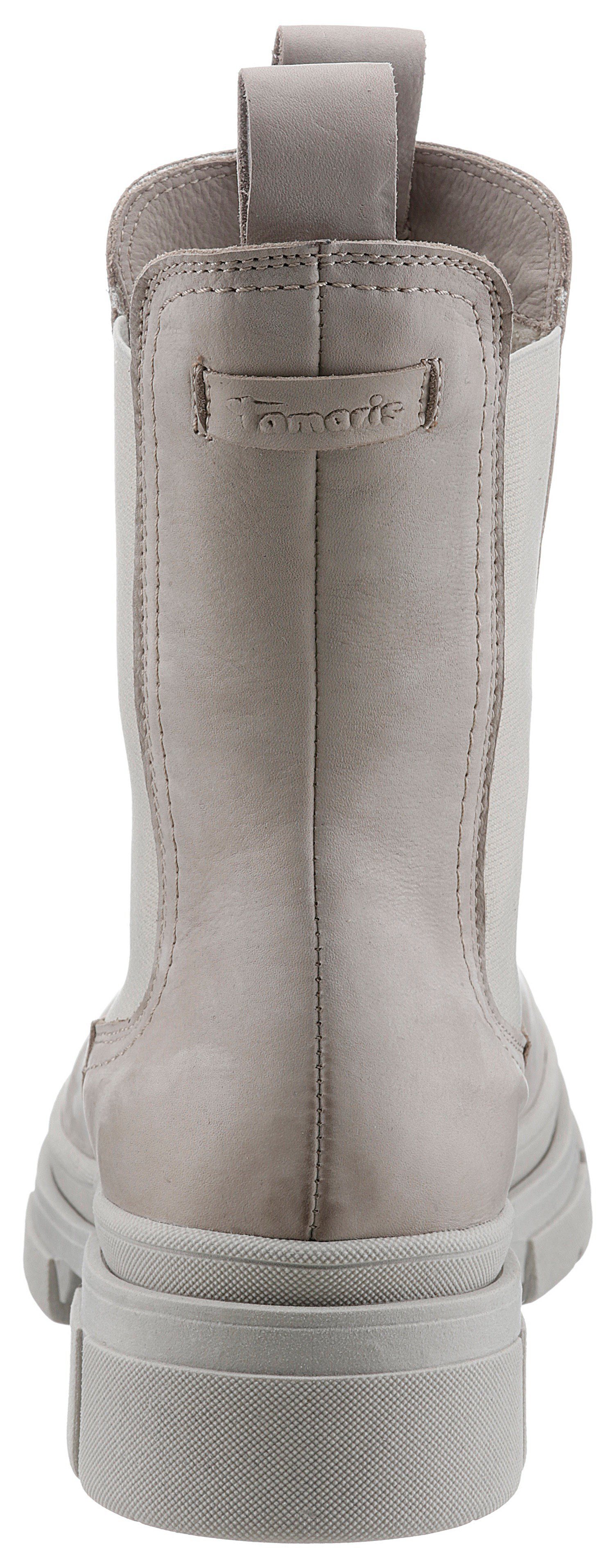 Tamaris taupe in Chelseaboots Form bequemer