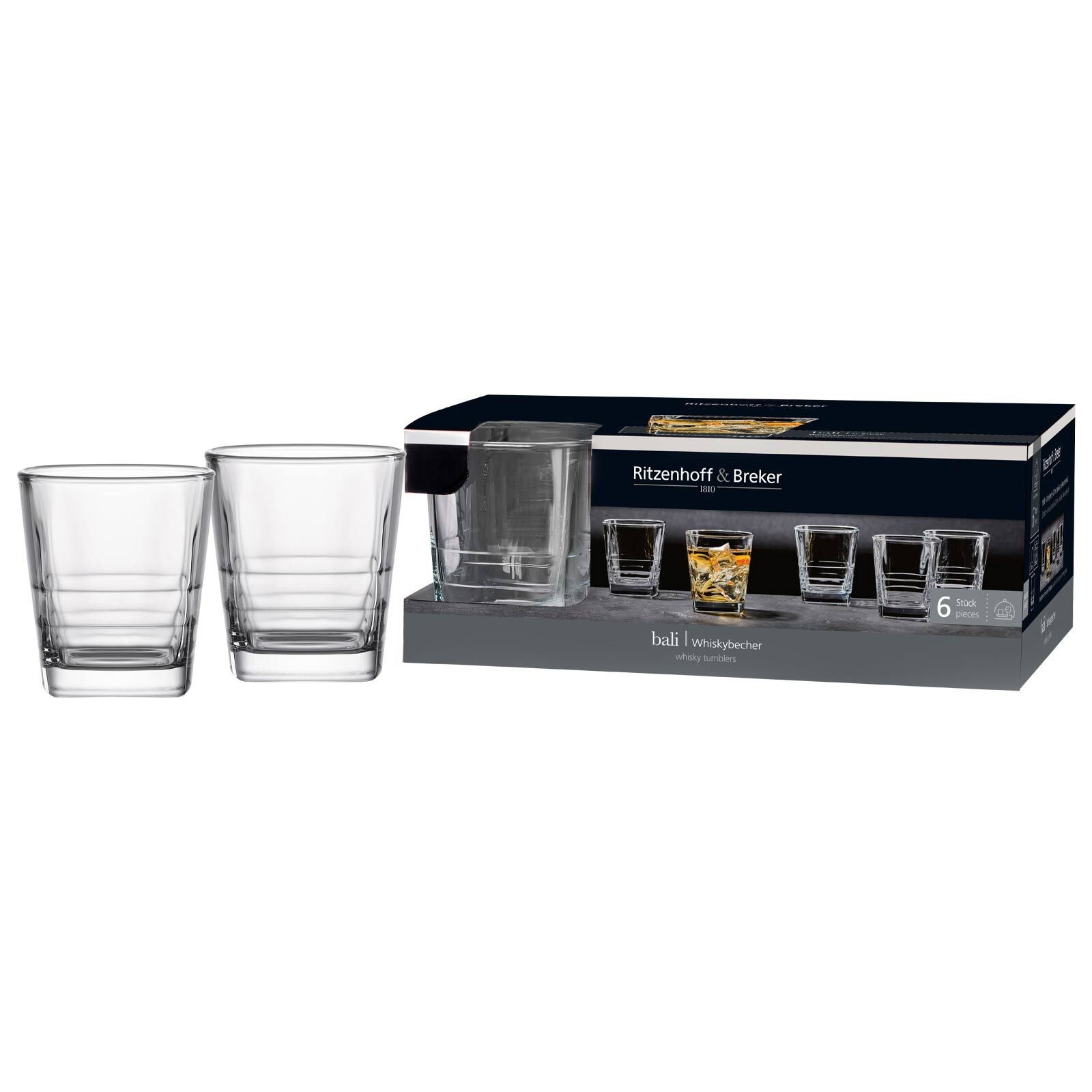Ritzenhoff & Breker Whiskyglas Bali Whiskygläser 300 ml 6er Set, 6-tlg., Glas