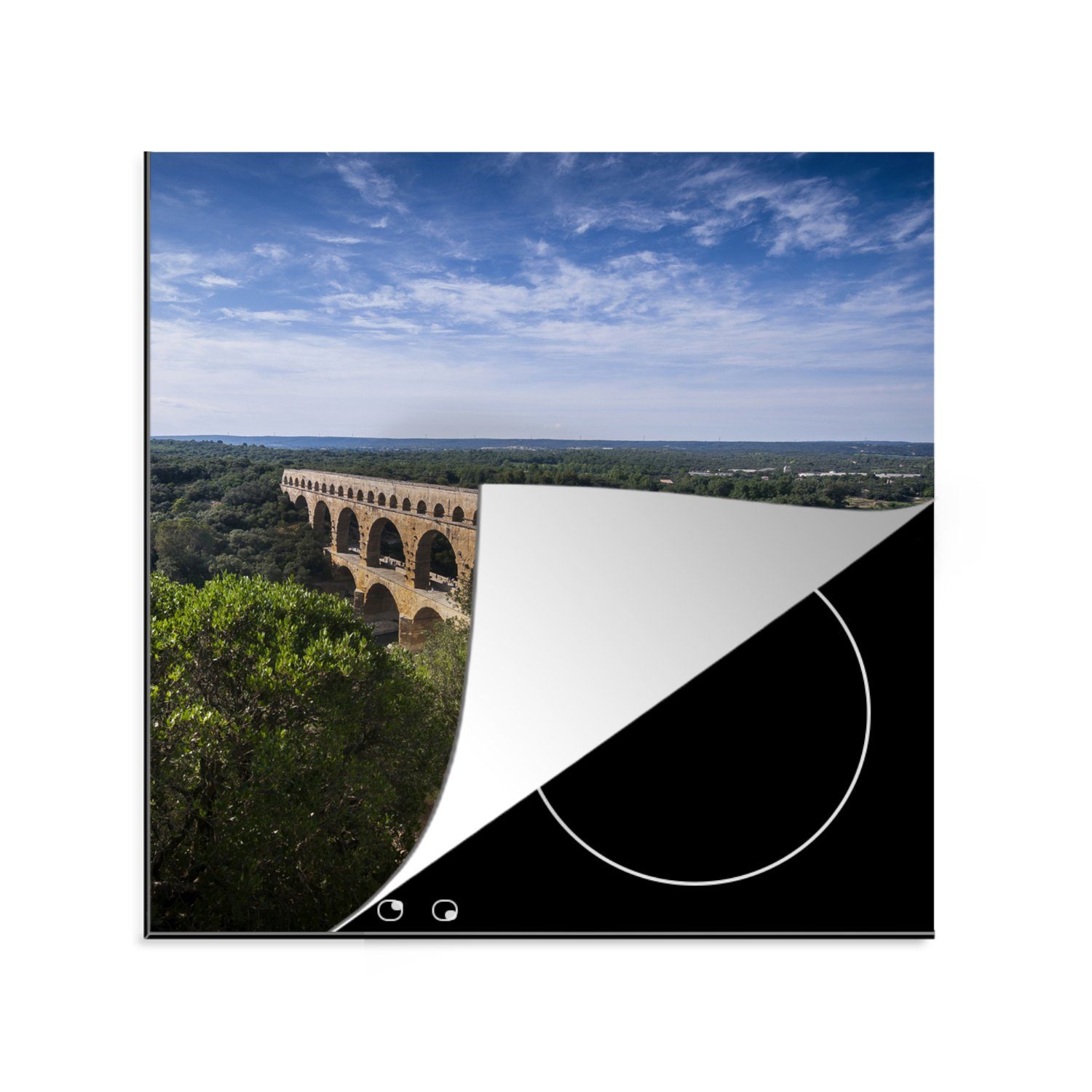 MuchoWow Herdblende-/Abdeckplatte Pont du cm, Berg von tlg), Frankreich 78x78 aus, in küche Arbeitsplatte einem Ceranfeldabdeckung, für Vinyl, (1 Gard