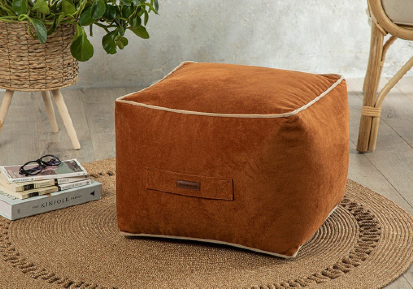 English Home Pouf Pouf Hocker, Quadratisch Sitzpouf, Hochwertiger Sitzhocker, Casha Pouf