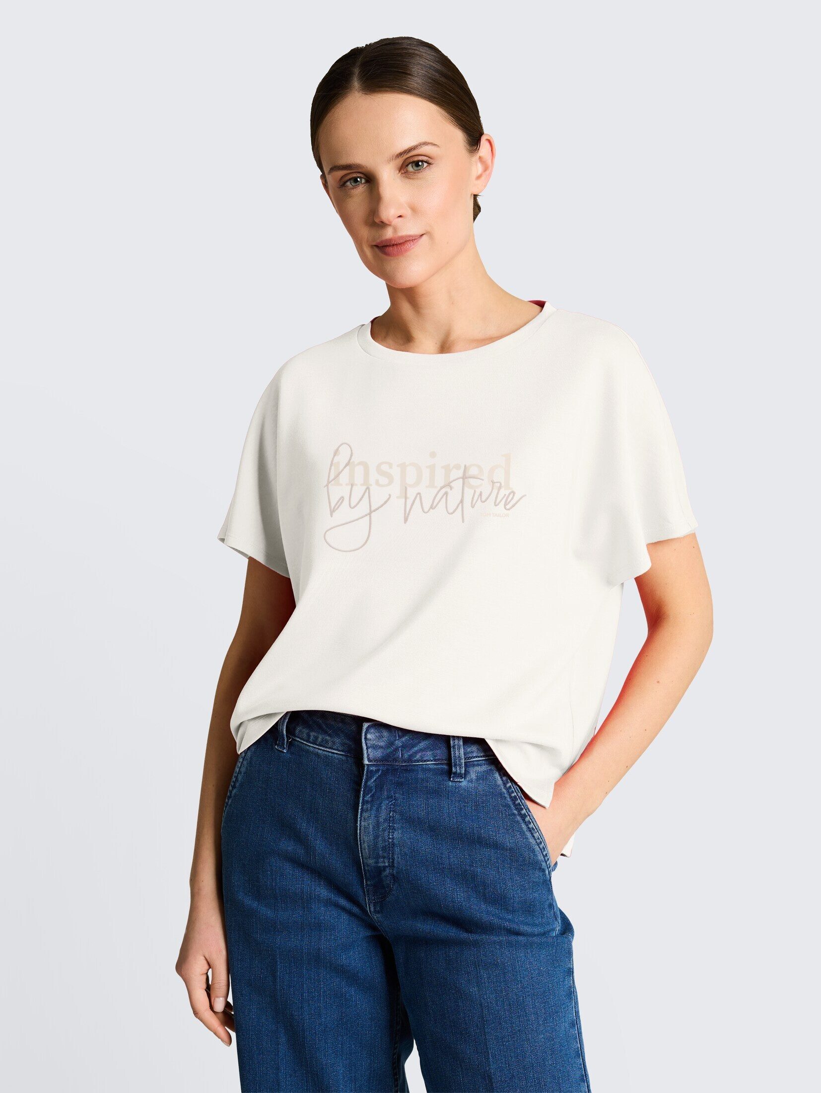 TOM TAILOR T-Shirt T-Shirt Loose Fit Scuba T-Shirt mit Print günstig online kaufen