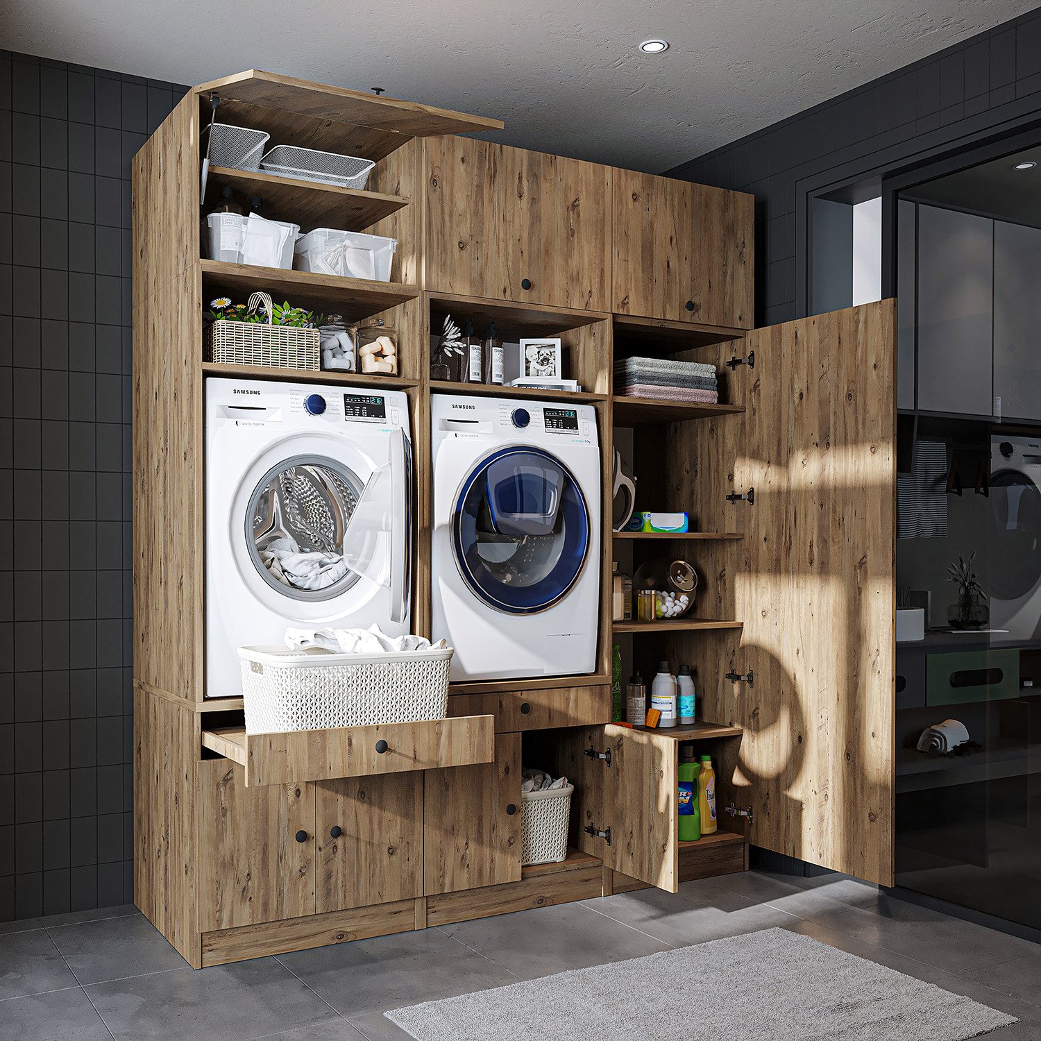 Roomart Waschmaschinenumbauschrank (Waschmaschinenschrank Trocknerschrank m günstig online kaufen