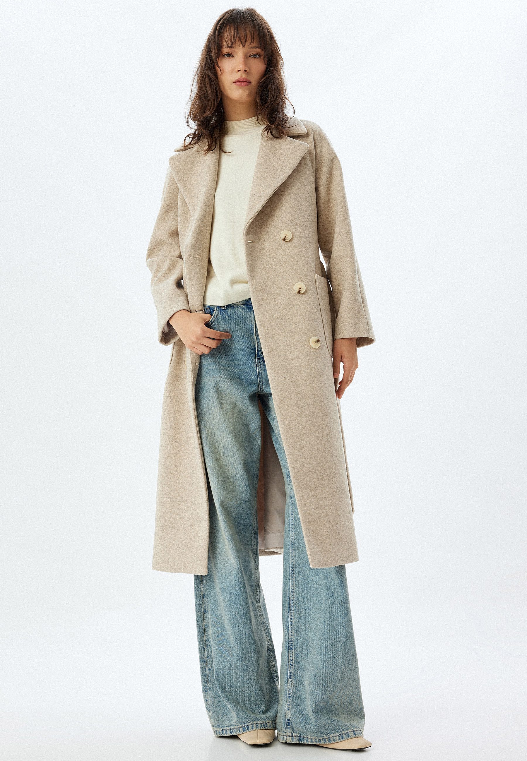 Koton Langmantel Regular Jacket Kragen günstig online kaufen