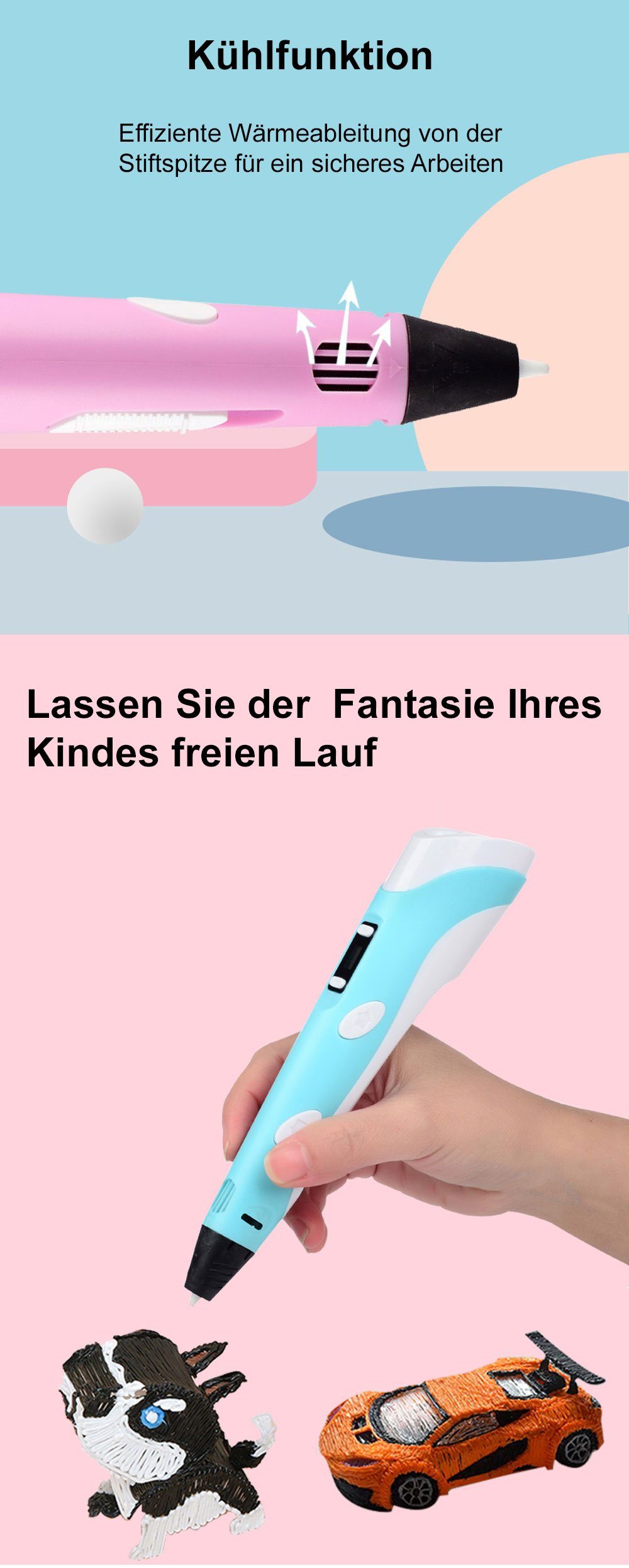 - Stift Gelb Drucker für Kabel, 3D-Drucker-Stift Farbe: & Kinder Stift für mit 3D Filamentstift mit Kinder USB TPFNet 3D LCD-Bildschirm Gelb Stift DIY-Geschenk PLA Erwachsene