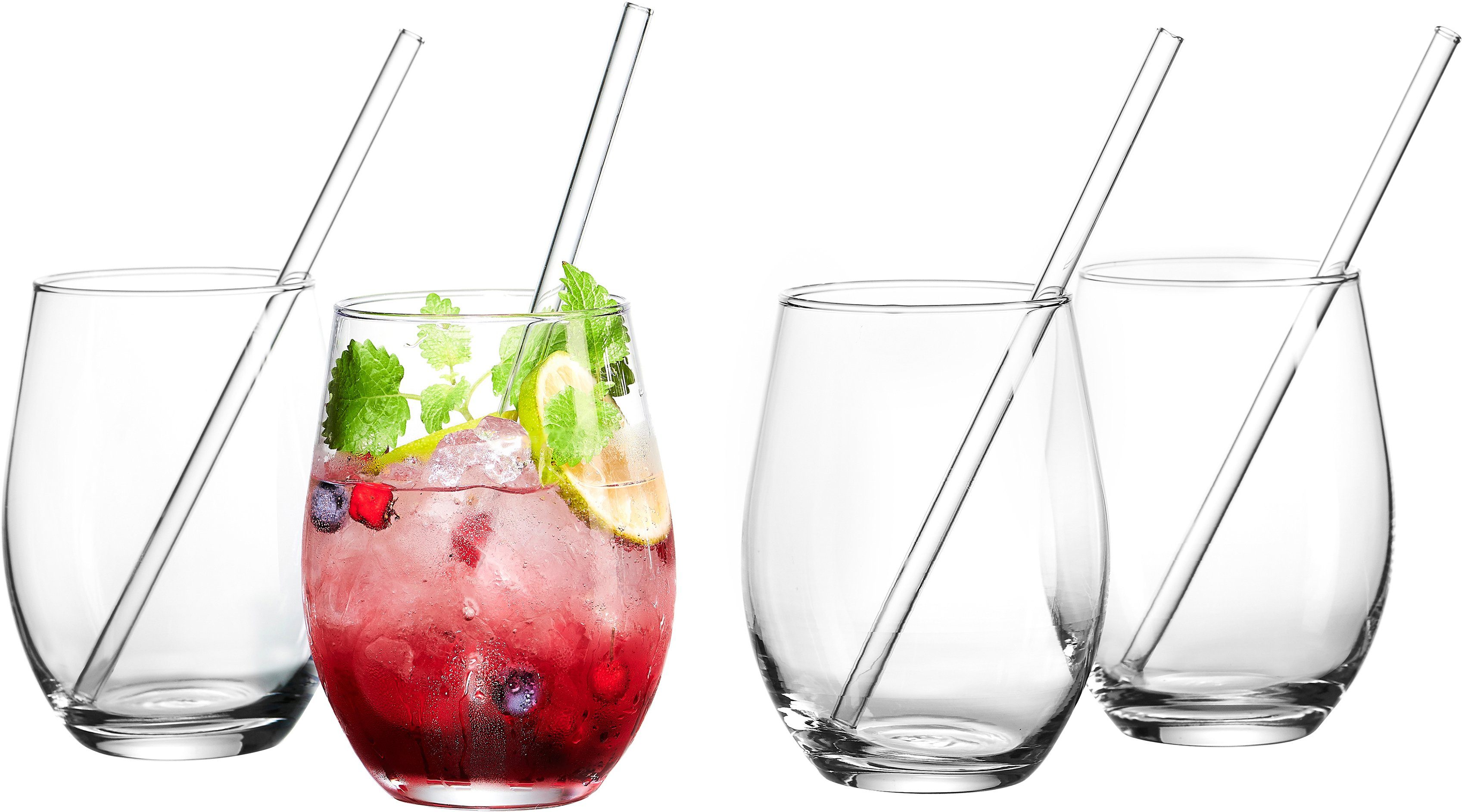 Ritzenhoff & Breker Gläser-Set Spritz, Longdrinkglas, 8-tlg., Glas, inkl. Glas-Trinkhalme, 590 ml, spülmaschinenfest