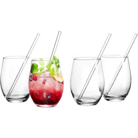 Ritzenhoff & Breker Longdrinkglas Gin, Glas, 8-teilig, inkl. Glas-Trinkhalme, 590 ml
