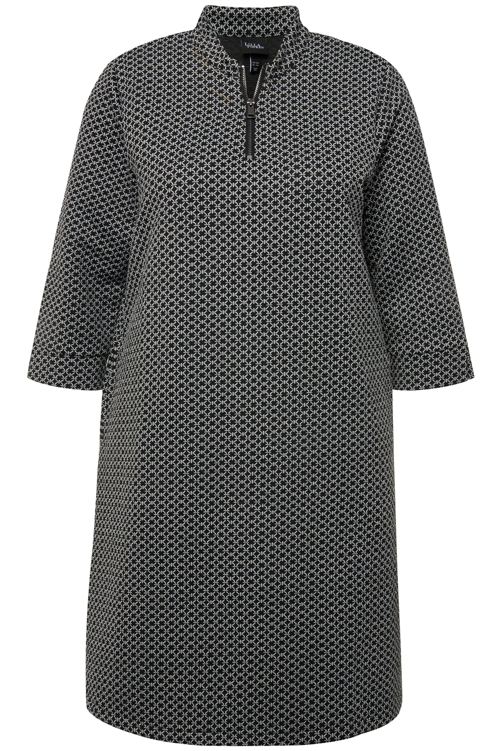 Ulla Popken Midikleid Jacquard-Kleid Stehkragen Reißverschluss günstig online kaufen