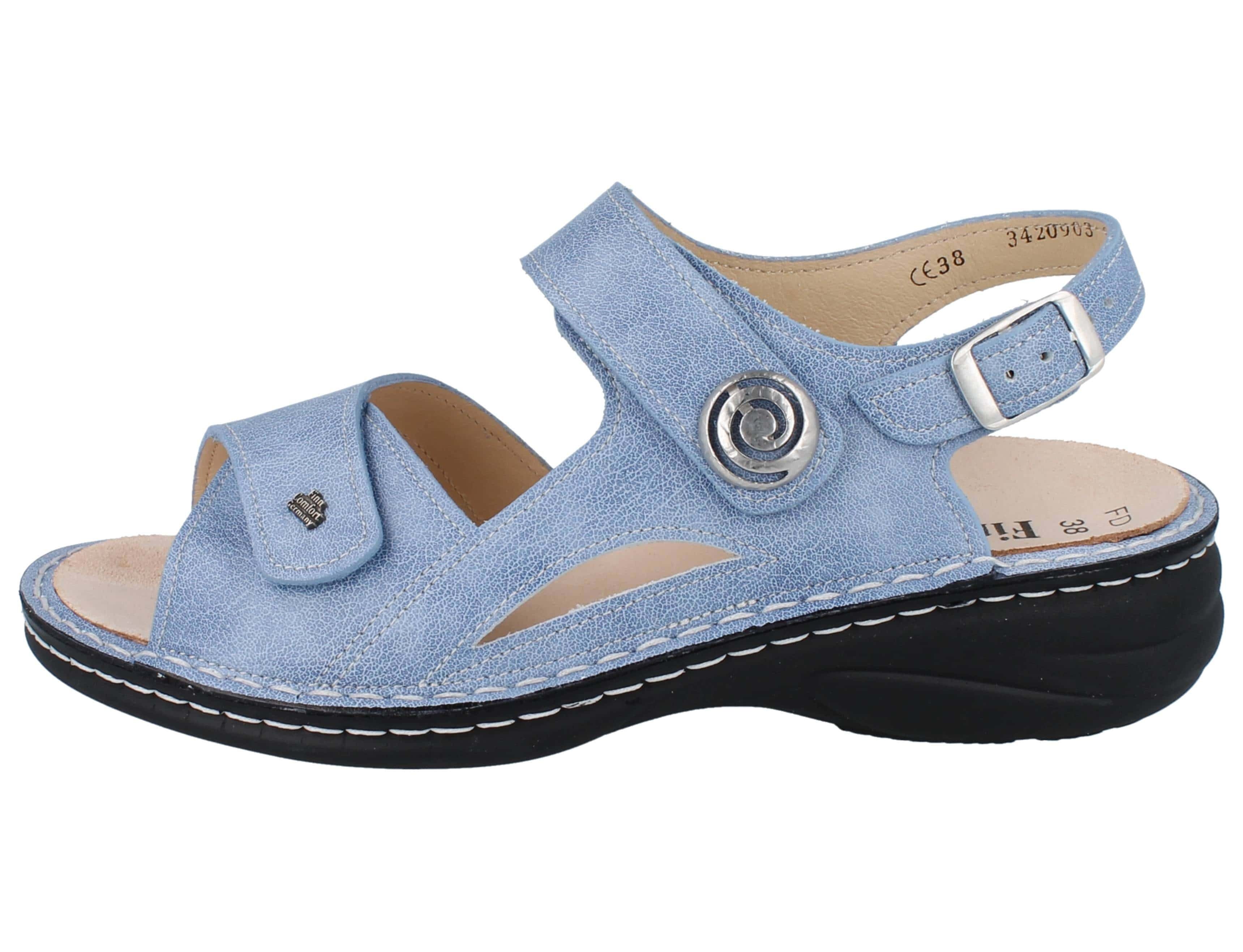 Finn Comfort FINN COMFORT Denia Damen Sandalen hellblau Glattleder - Größe: 37 Sandale Wechselfußbett