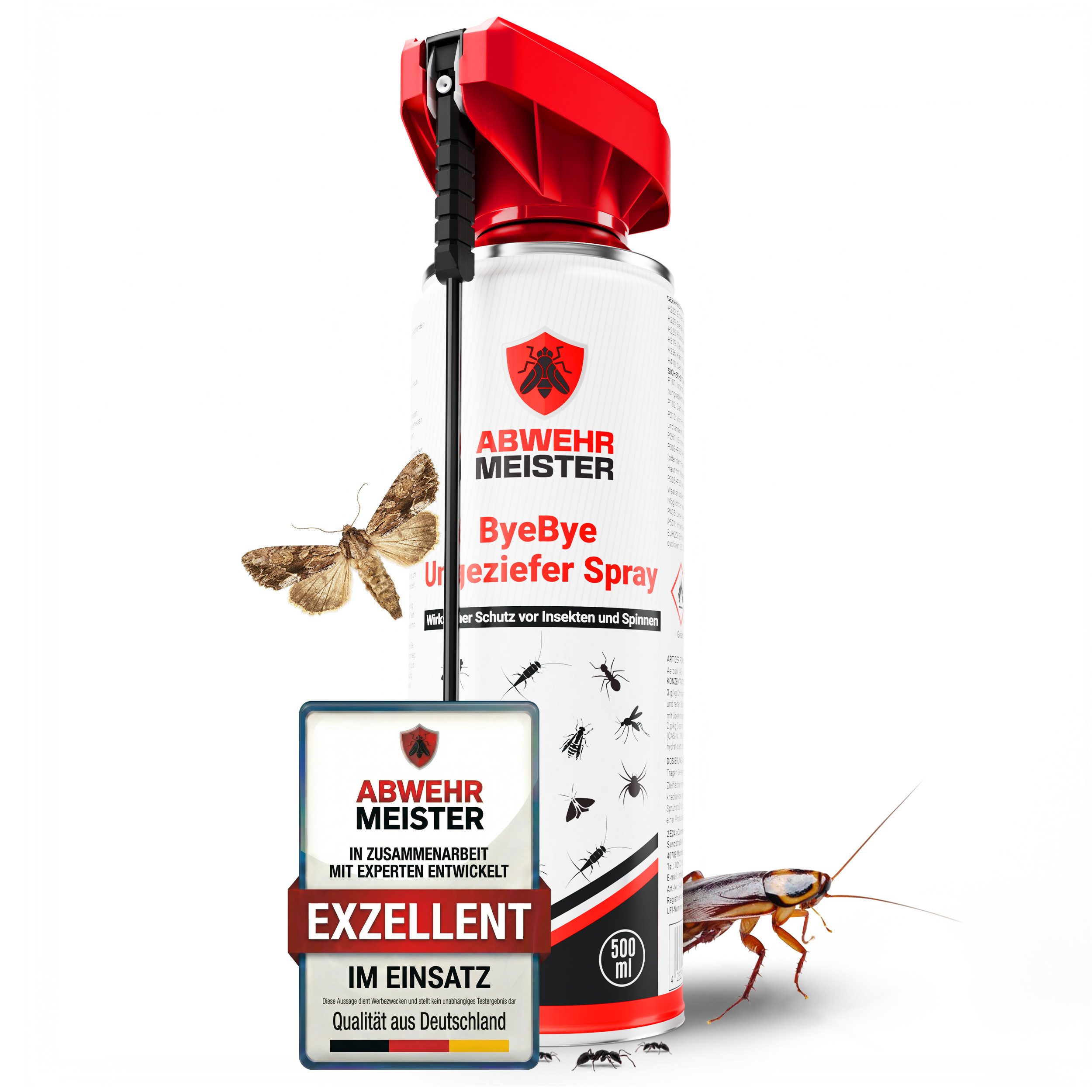 ABWEHR MEISTER Insektenspray ORGINAL ByeBye Ungesziefer- Spray [500 ml], 1-St., Präzise Anwendung, dank integrierter Sprühlanze