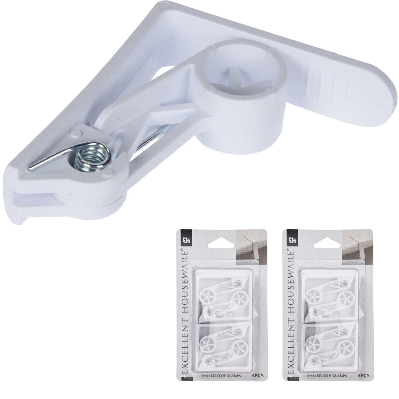 Koopman Tischtuchklammer Tischdeckenklammer Weiß Kunststoff +Tischklammer Tischdeckenhalter, (16-tlg), 16 Stk, Kunststoff, 6x1,5x5,5cm, Weiß, Gefedert