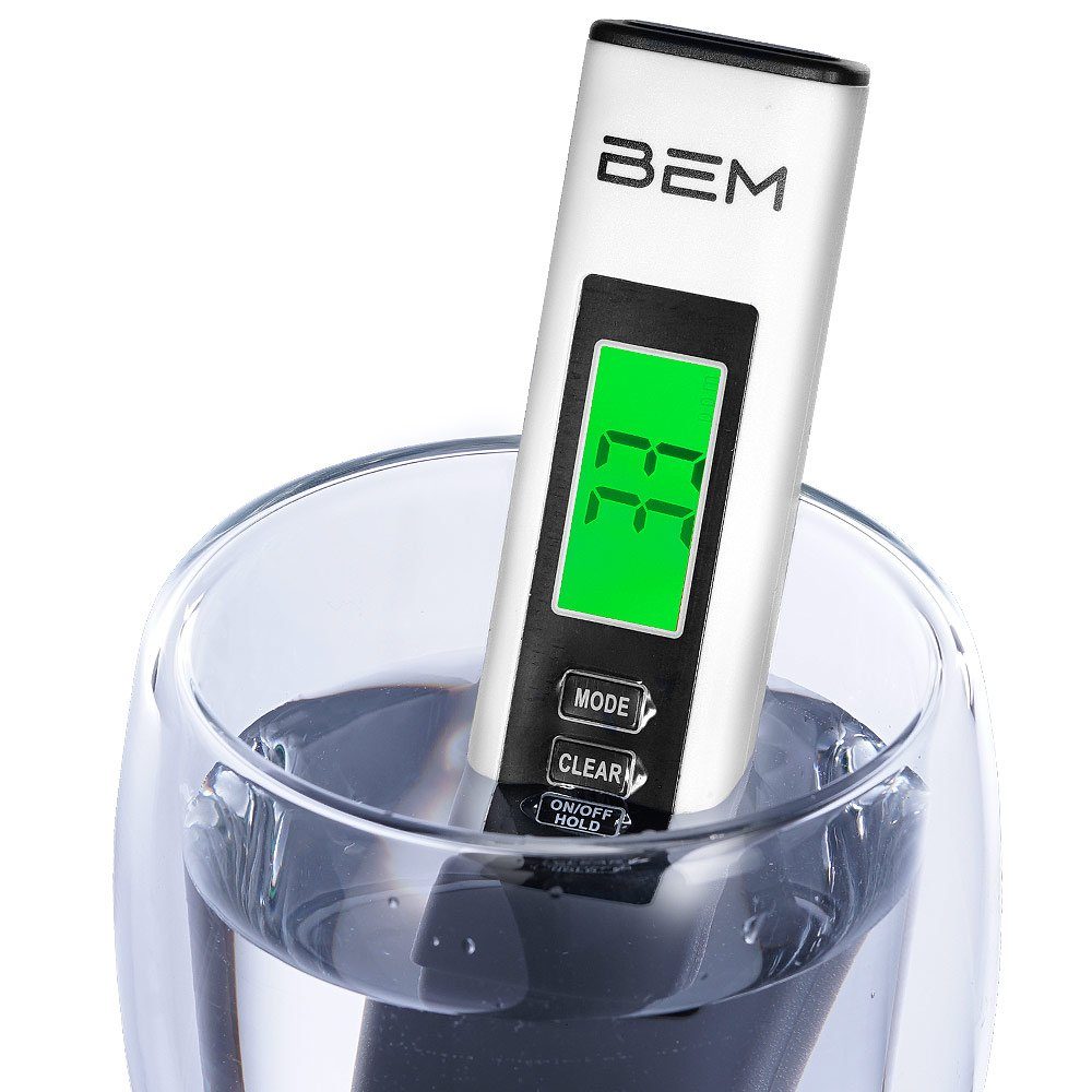 BEM Trinkwassertest Aqua Digitaler Wassertester A1 TDS/EC mit Signal, Genauigkeit: ± 2%, Haltefunktion Automatische Abschaltfunktion / Temperaturkompensation