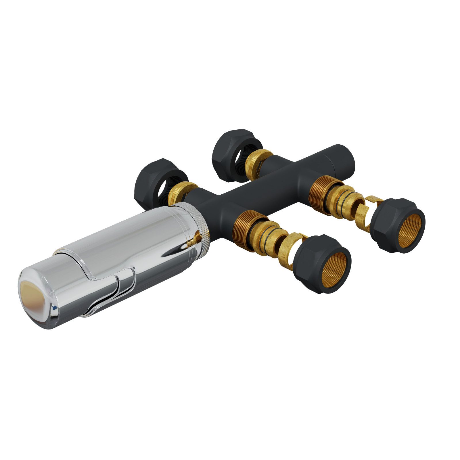 HAGO Heizkörperthermostat Thermostat Badheizkörper Heizkörperregler Anthrazit Anschlussgarnitur, Frostischerung, Hydrosensor, 5-Stufige Temperaturregelung