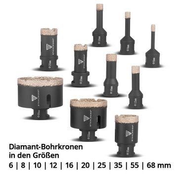 STAHLWERK Bohrkrone Diamant-Bohrkronen 10er Set 6-68 mm M14, Diamant-Bohrer, Fliesen-Bohrkrone, Fliesen-Bohrer für Winkelschleifer