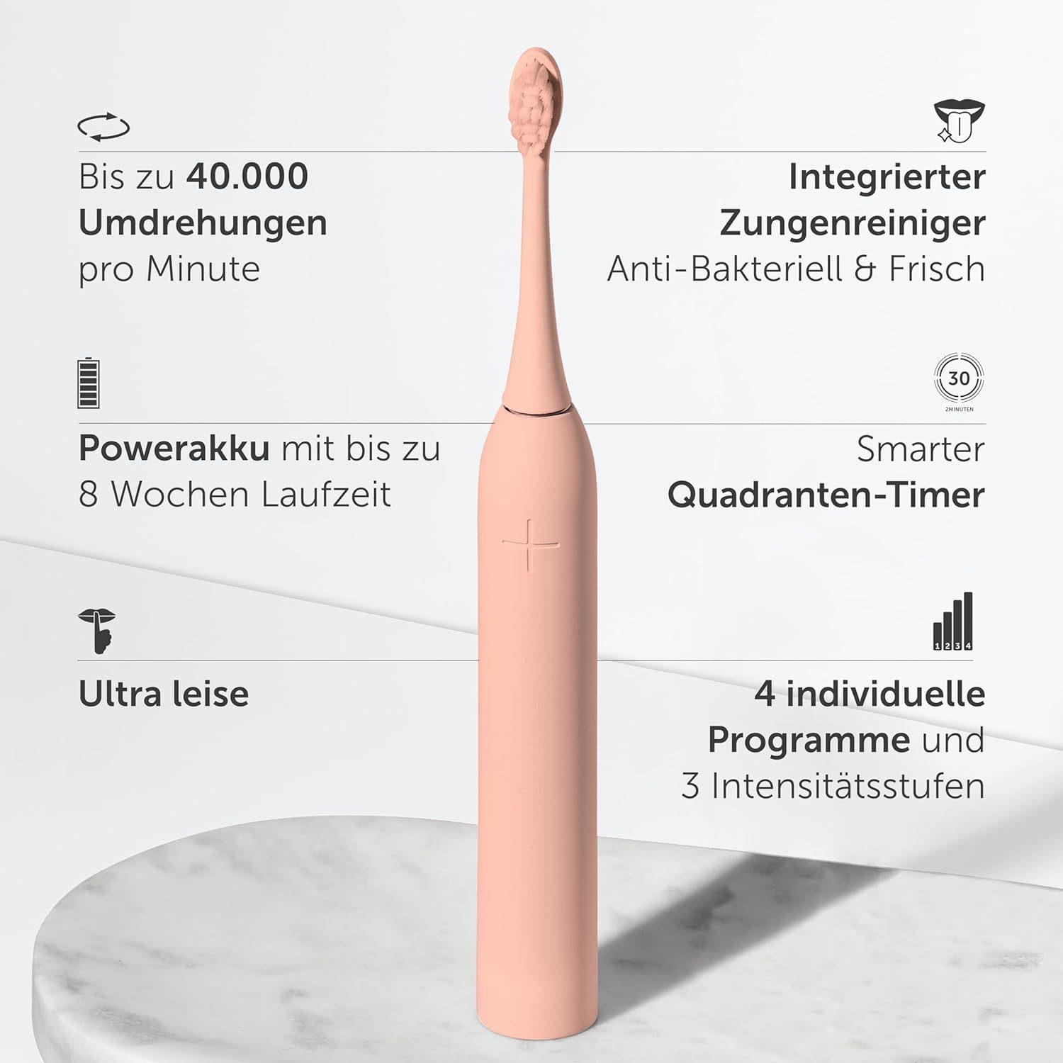 Wondersmile Schallzahnbürste Couple Bundles - Testsieger - 100 Tage risikofrei testen, Aufsteckbürsten: 2 St., Integrierter Zungenreiniger
