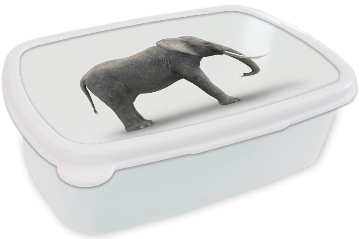 MuchoWow Lunchbox Elefant auf weißem für Jungs Brotdose, Kunststoff, Brotbox (2-tlg), für Kinder Mädchen Erwachsene, und Hintergrund, und
