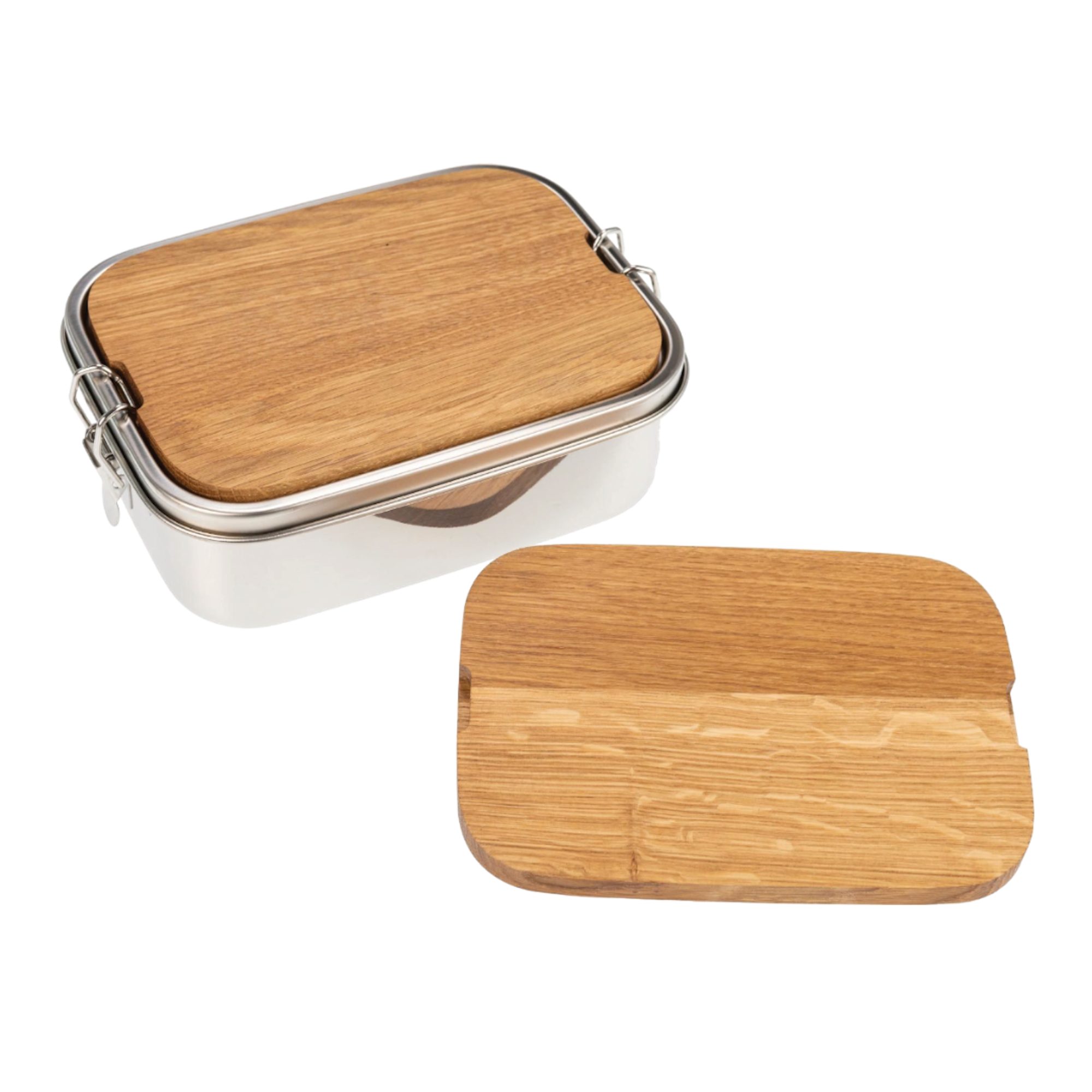 herbeschick. Lunchbox Lunchbox aus Edelstahl mit Holzbrettchen, Wasserdichte Brotdose mit Gummidichtung
