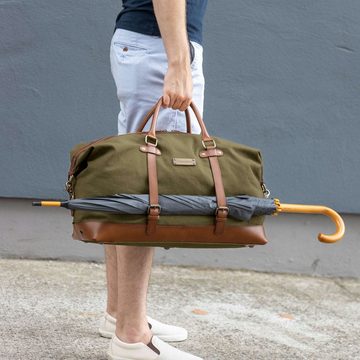 DRAKENSBERG Reisetasche Weekender »Owen« Oliv-Grün, für Damen und Herren, stilvoll und elegant, Canvas, Leder, erweiterbar