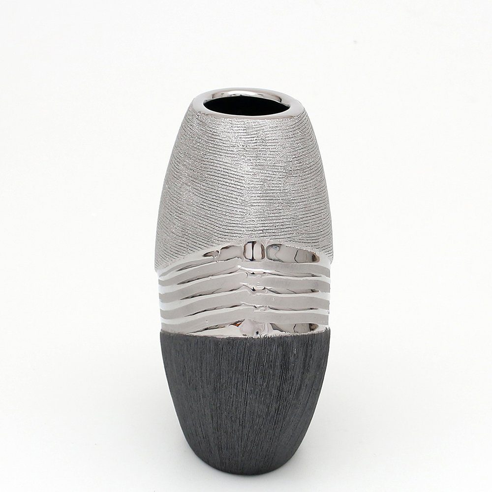 Dekohelden24 Dekovase Edle in St) moderne (1 Deko Keramik Designer Vase silber