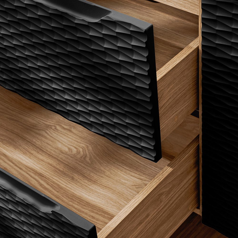 Lomadox Waschbeckenschrank OLUO-56-BLACK Waschtischunterschrank, 80cm, Eich günstig online kaufen