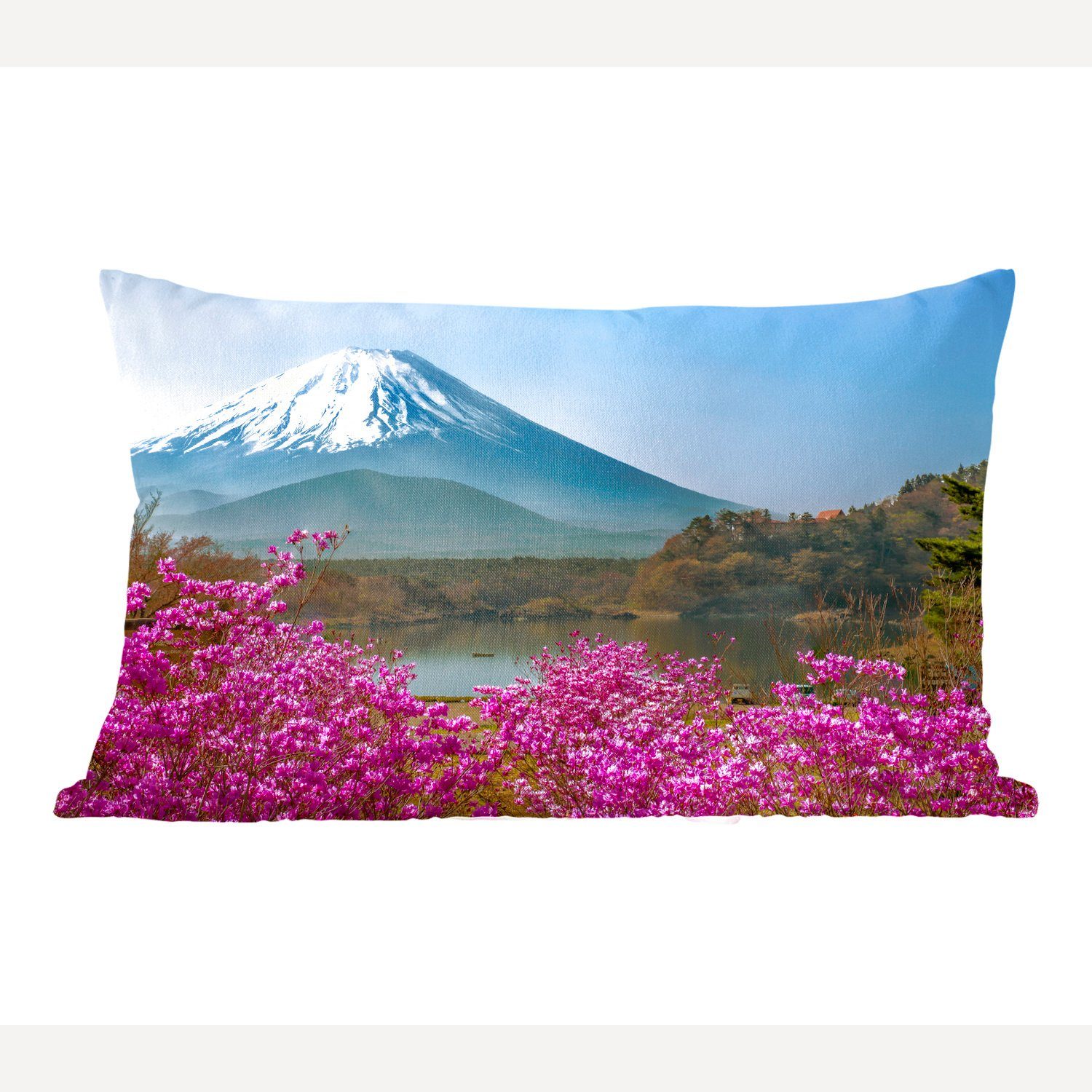 MuchoWow Dekokissen Farbenfrohes Foto vom Berg Fuji in Asien, Wohzimmer Dekoration, Zierkissen, Dekokissen mit Füllung, Schlafzimmer
