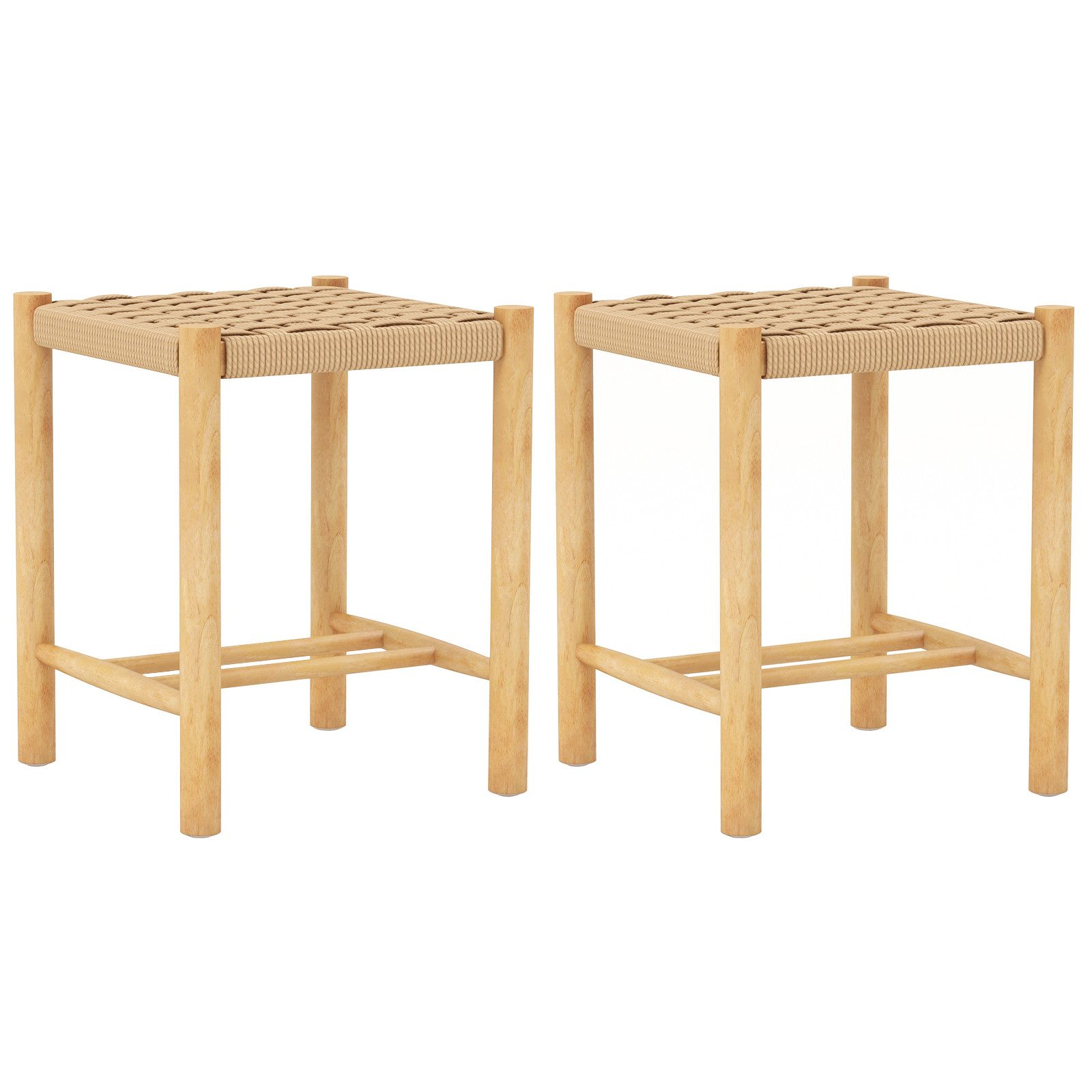 COSTWAY Barhocker, 2er Set, mit Fußstütze, Massivholz, Sitzhöhe 45cm, 150kg günstig online kaufen