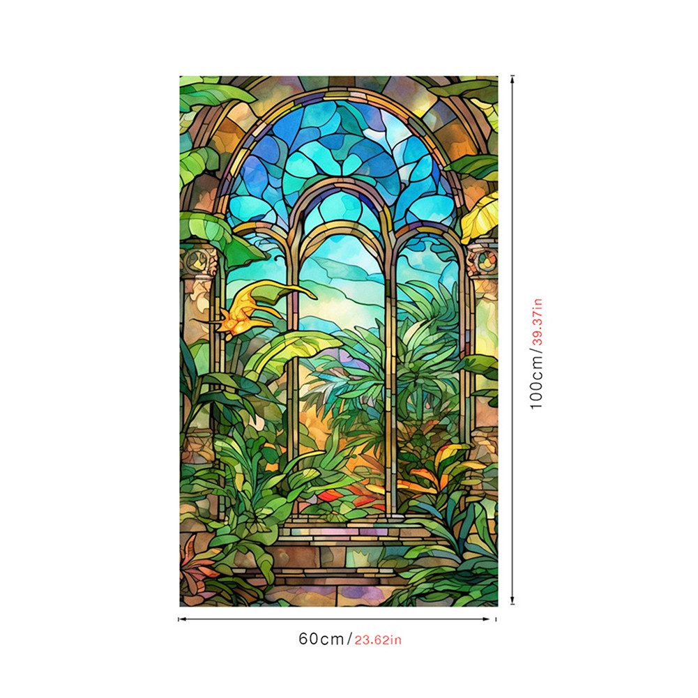 GarveeMore Fenstersticker PVC Buntes Glas Fensterfolie Nicht klebend abnehm günstig online kaufen