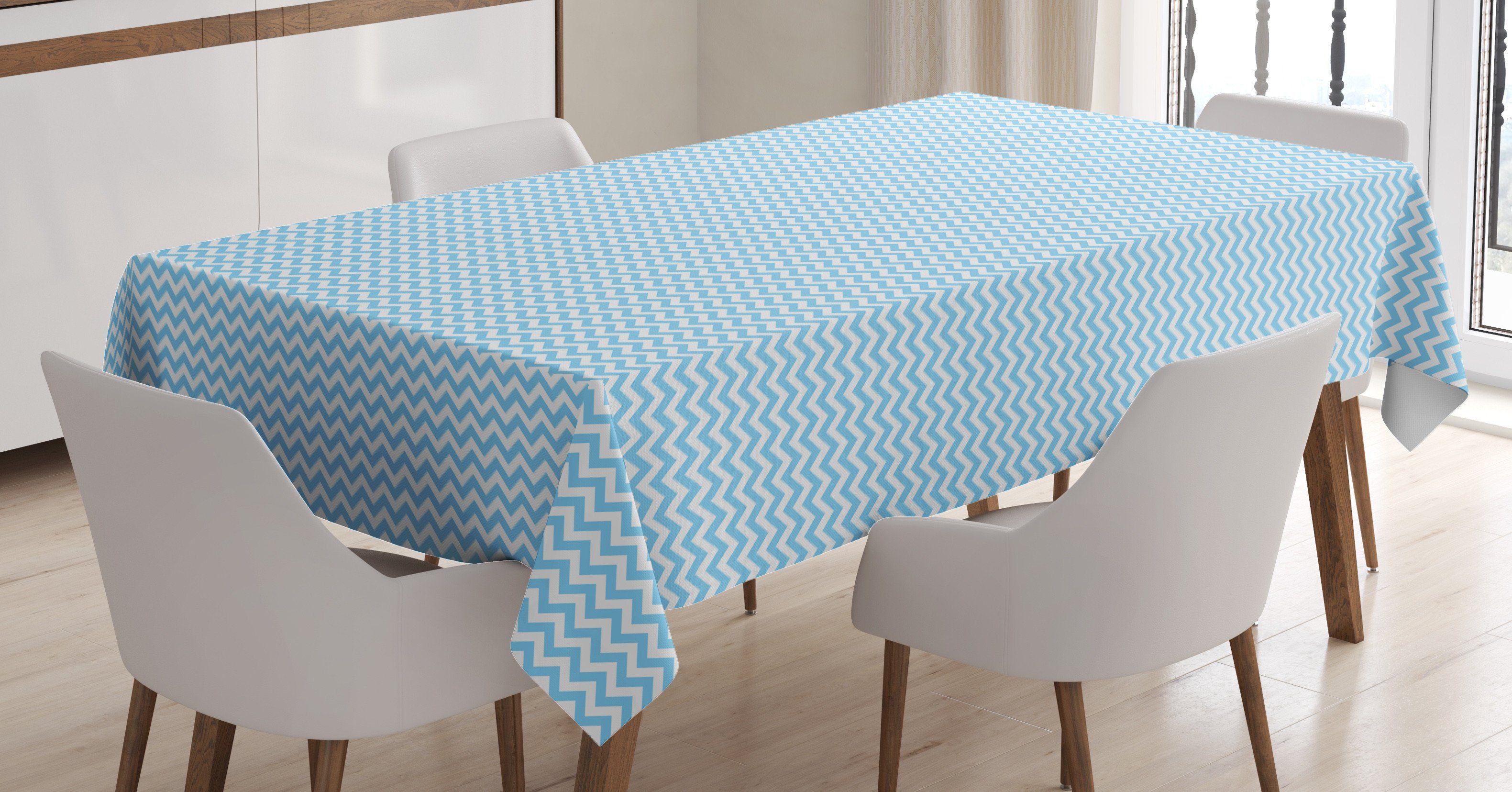 Abakuhaus Tischdecke Farbfest Farben, Für den Außen Waschbar Klare Fliesen-Entwurf Gestreifte geeignet Bereich weiß und Blau