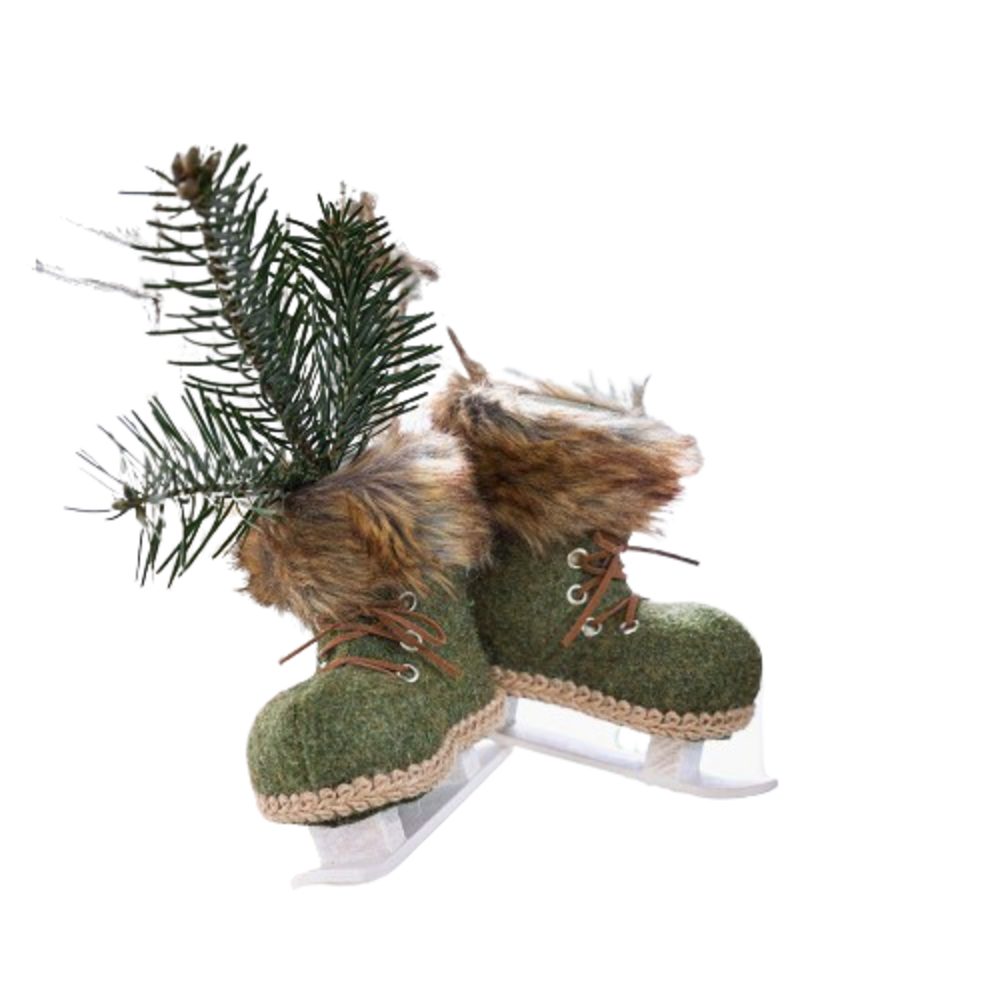 Home-trends24.de Weihnachtsfigur Deko Hänger Schlittschuhe 2er Set Grün Weihnachtshänger Weihnachtsdeko (2 St)
