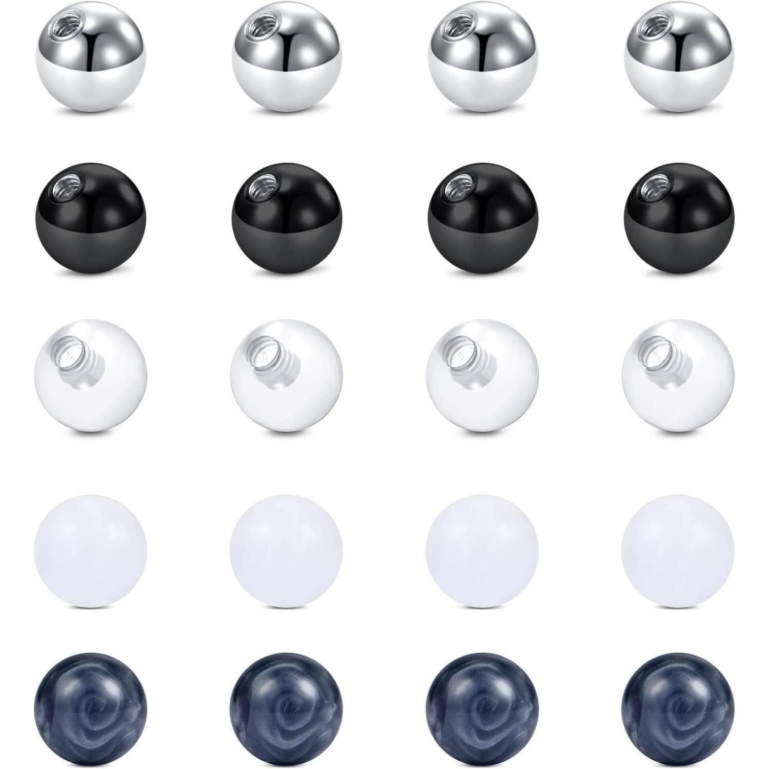 Briana Williams Piercing-Set Piercing Kugel Set 20-25stk 5mm Chirurgenstahl Schraubkugel Silber
