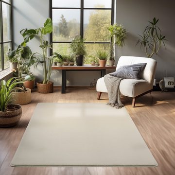 Teppich Unicolor - Einfarbig, Teppium, Rechteckig, Höhe: 13 mm, Flauschiger Teppich Wohnzimmer Einfarbig Soft Felloptik Anti-Rutsch