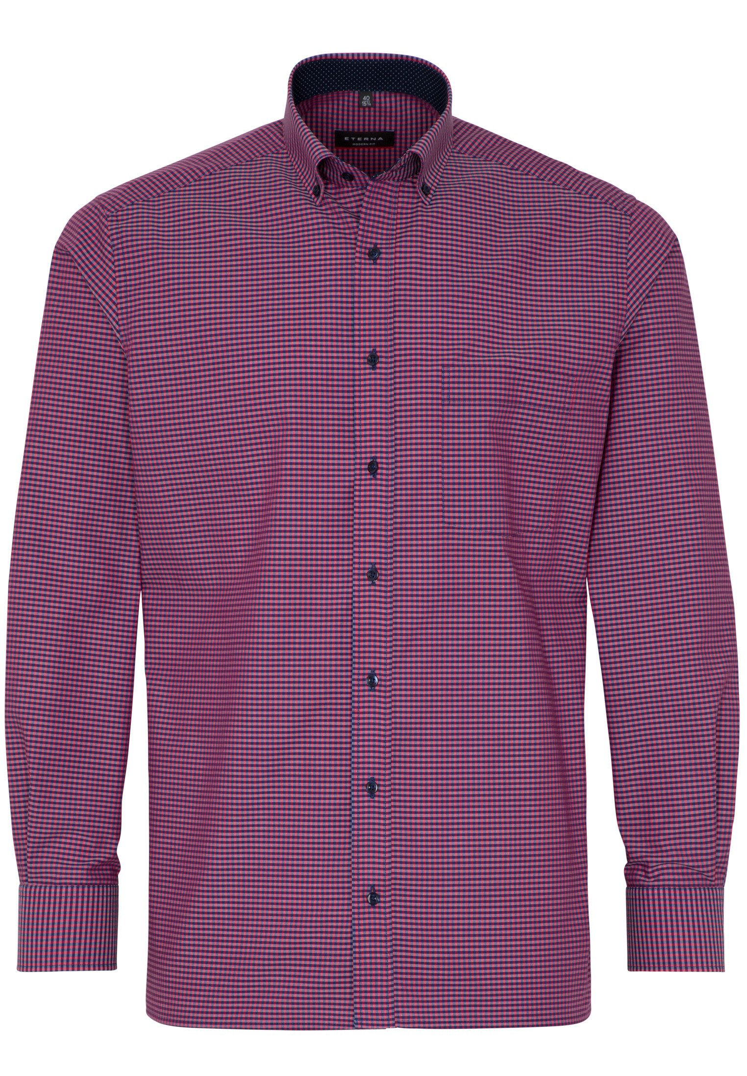 Eterna Langarmhemd 8913, Eterna Langarm Hemd Modern Fit Vichy Popeline Kariert NON IRON bügelfrei