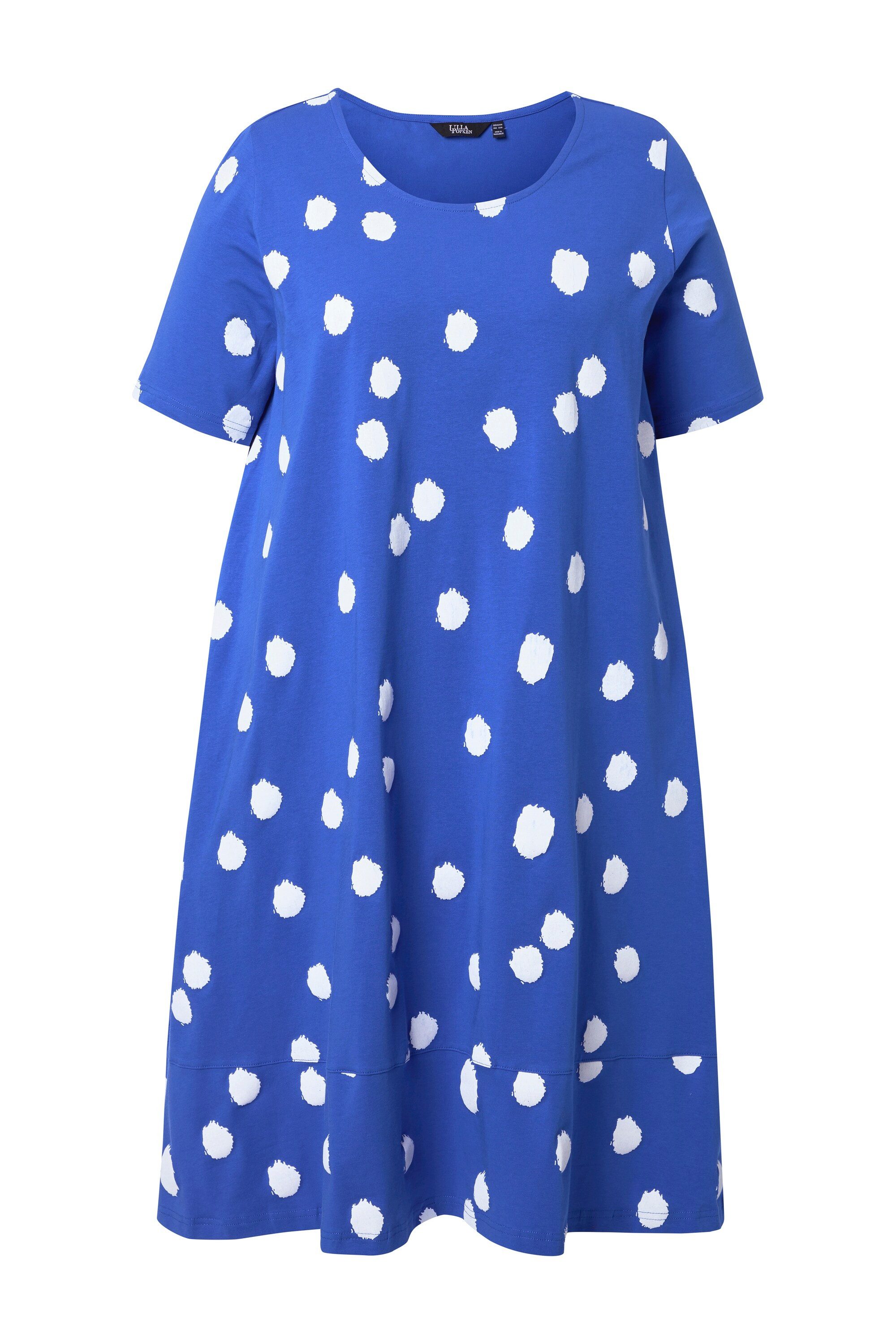 Ulla Popken Midikleid Midikleid Tupfen A-Linie Rundhals Halbarm günstig online kaufen