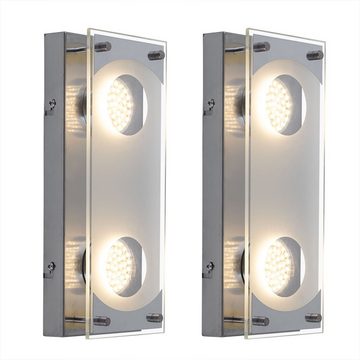 etc-shop LED Wandleuchte, Leuchtmittel inklusive, Warmweiß, Wandlampe Wandleuchte Flurleuchte LED Glas Wohnzimmerlampe chrom 2x