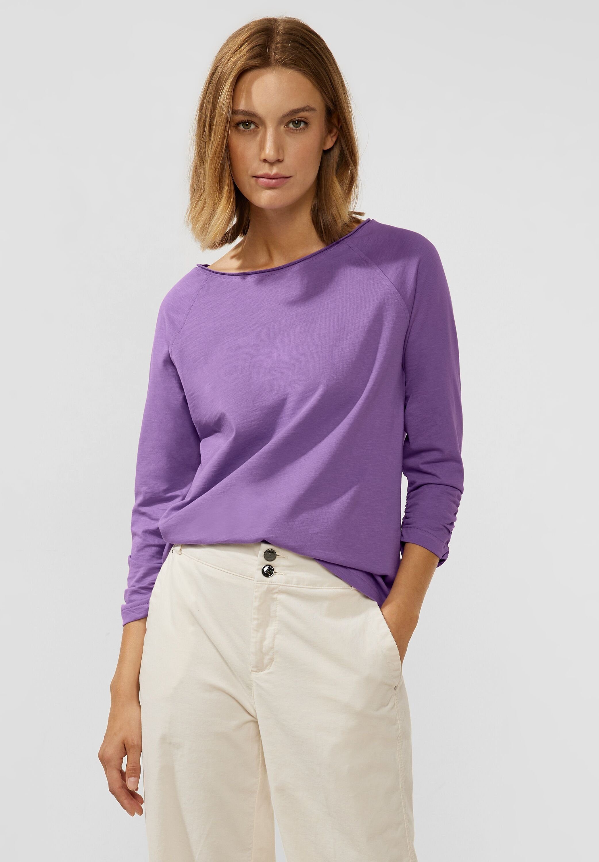 STREET ONE 3/4-Arm-Shirt in Unifarbe lupine lilac