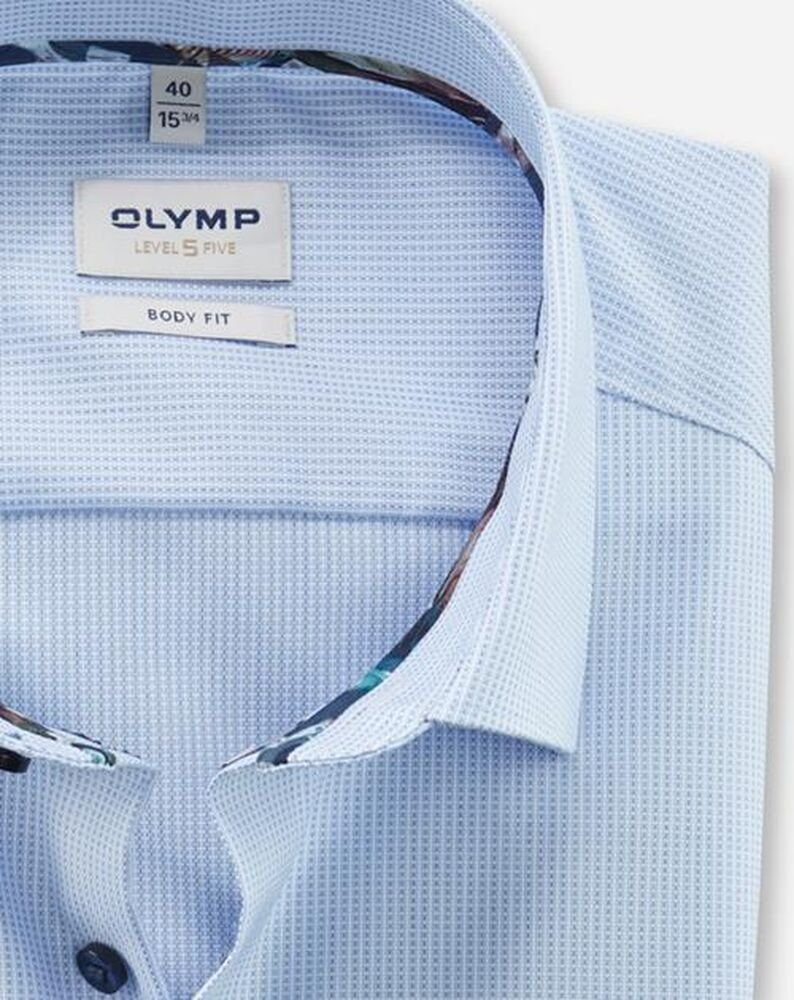 Five Level bleu Kent-Kragen Kurzarmhemd mit OLYMP