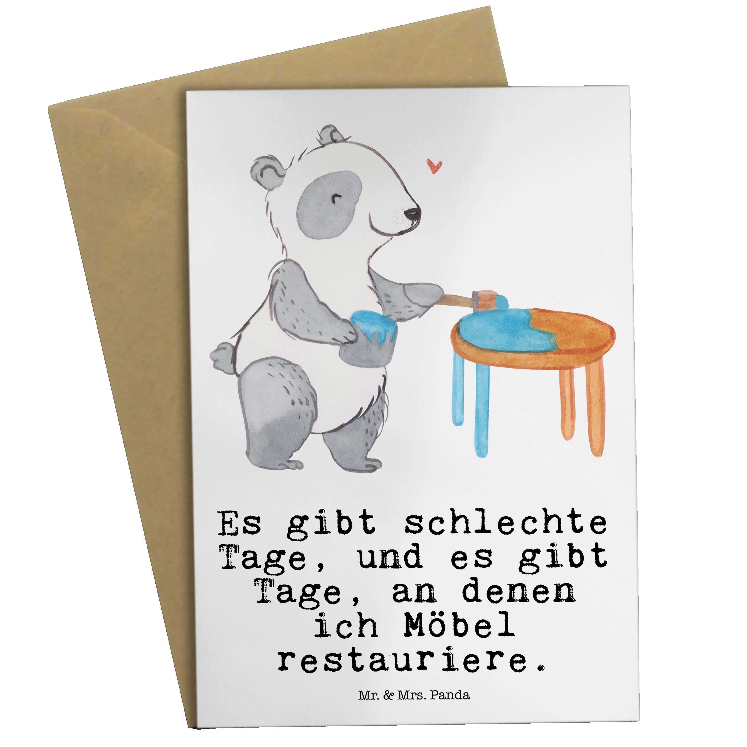 Ge restaurieren Geschenk, Panda - - Möbel Mr. Geburtstagskarte, & Panda Mrs. Weiß Tage Grußkarte