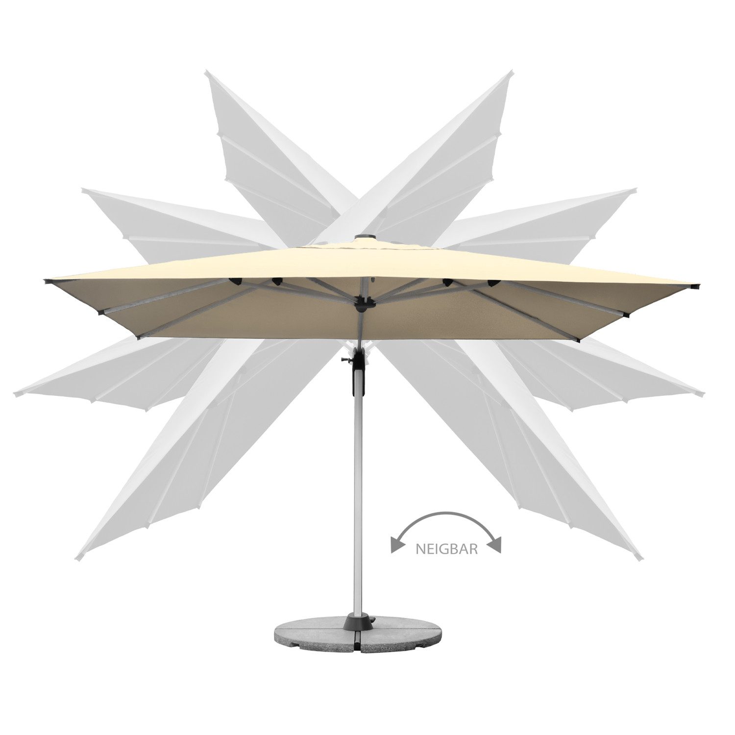 anndora-sonnenschirm Ampelschirm aus Aluminium Marktschirm mit Kurbelmechanik, LxB: 400,00x300,00 cm, mit Granitplatten, Winddach - 360° drehbar - witterungsbeständiger Stoff