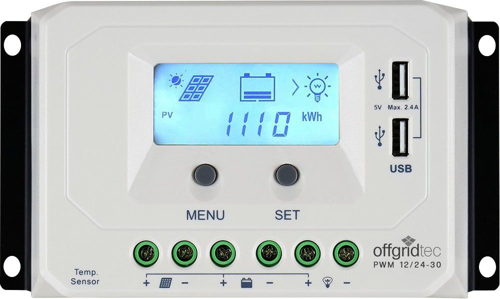 Thumbnail - offgridtec Solarladeregler PWM Pro Laderegler 12V/24V - 30A USB-Port, Integrierter Geräte-und Batterieschutz