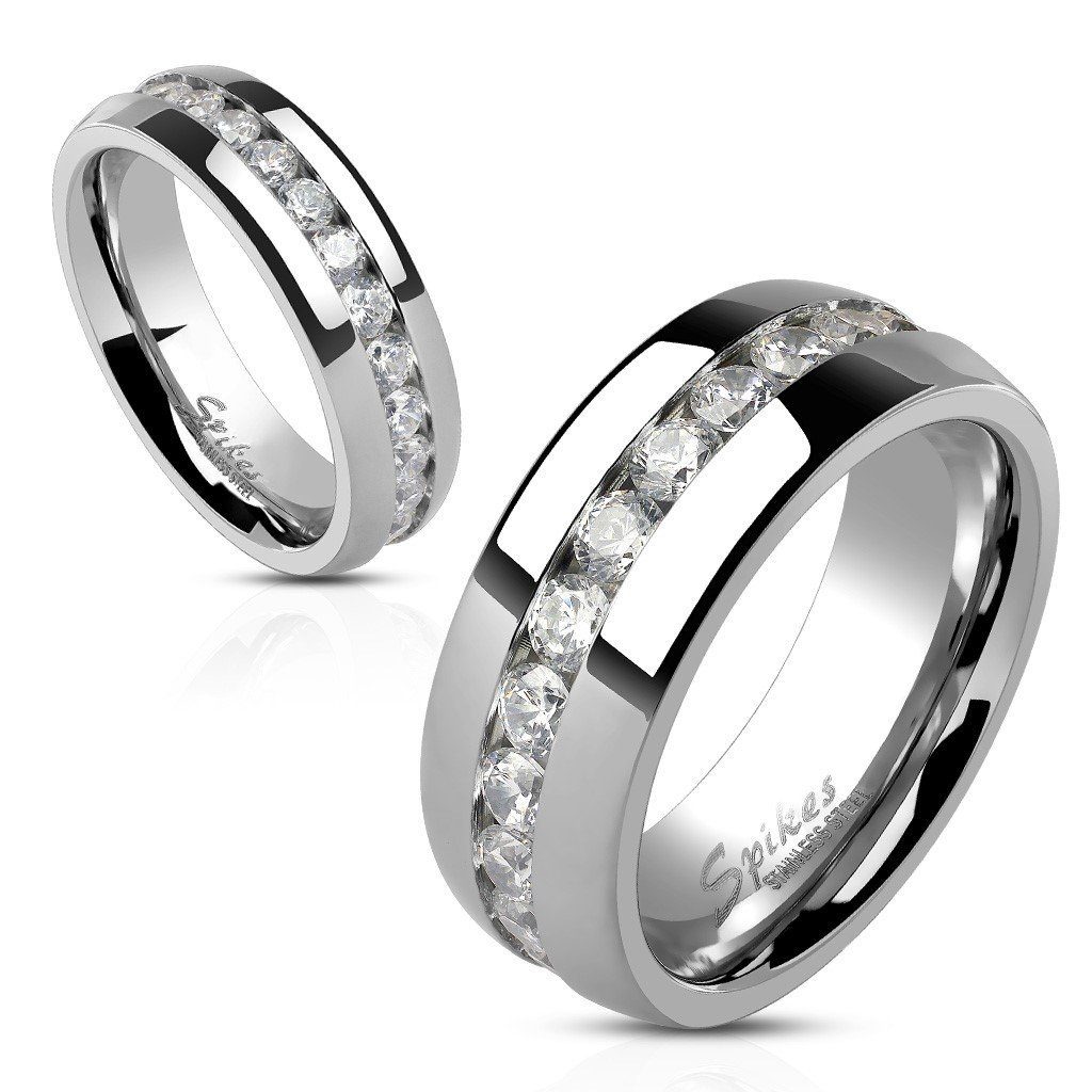Kristall Paar-Ring Edelstahl (Ring, Partnerring Eternity aus Silber Herren BUNGSA Damen 1-tlg), Unisex