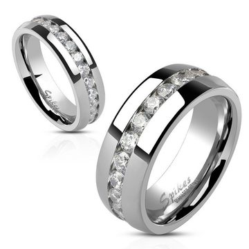 BUNGSA Partnerring Paar-Ring Kristall Eternity Silber aus Edelstahl Unisex (Ring, 1-tlg), Damen Herren